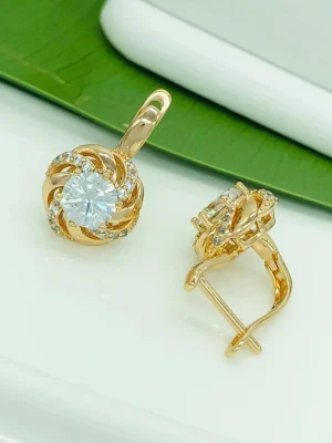 Сережки англійська застібка. Xuping з медичного золота позолота 18к K19988