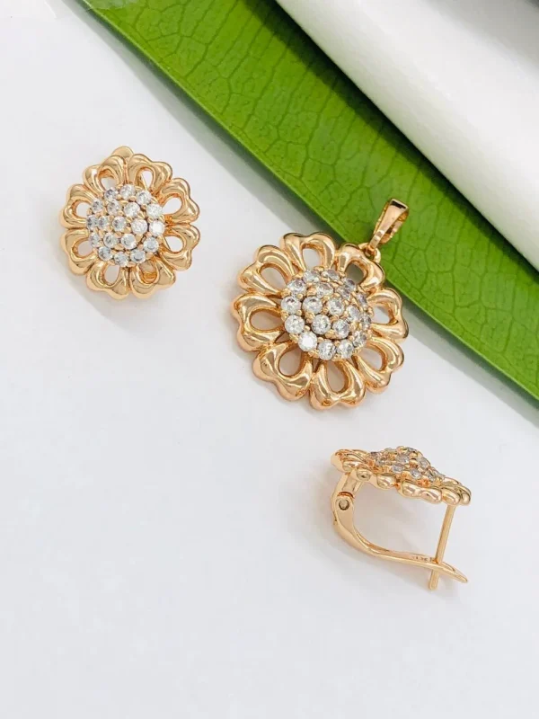 Сережки+ кулон. Xuping набір з медичного золота позолота 18к  450
