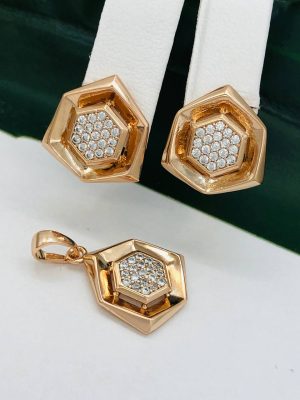 Сережки+ кулон. Xuping набір з медичного золота позолота 18к I 513