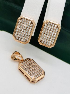 Сережки+ кулон. Xuping набір з медичного золота позолота 18к I 514