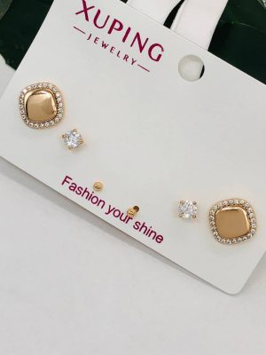 Сережки Xuping набір з медичного золота позолота 18к I 22123